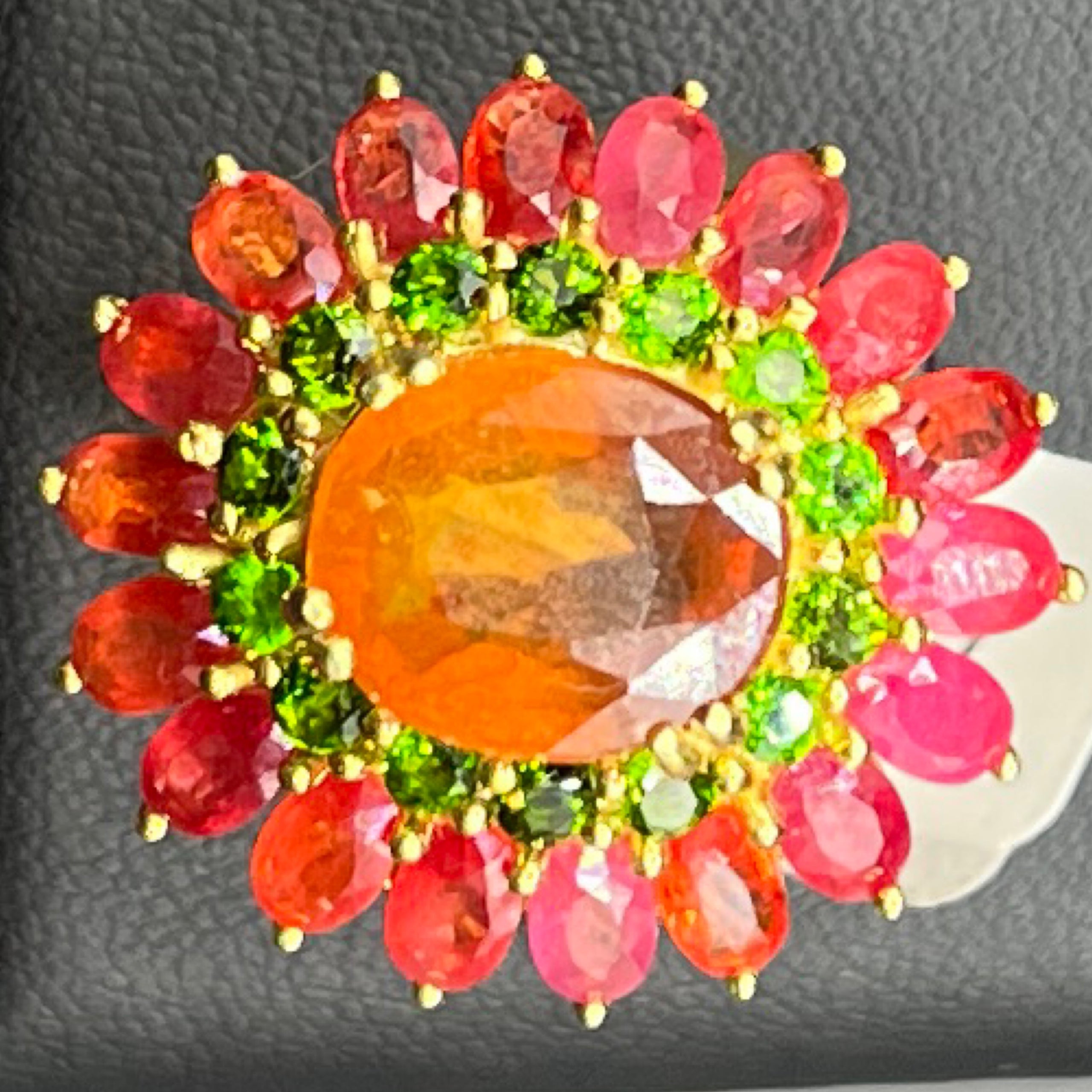 Orange sapphire with emerald and padparatcha siam exclusive usa llc